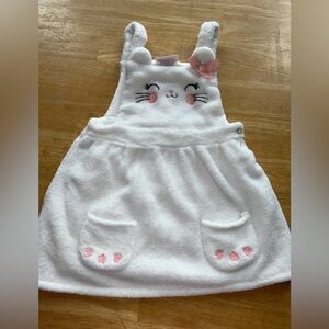 Girls 24 month white cat overall dress Lilly lass baby